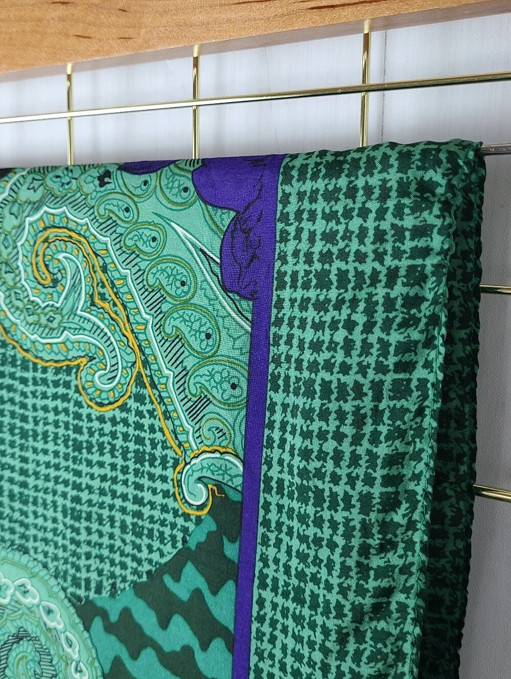Christian Dior Royal Blue Green Paisley Vintage Silk Scarf